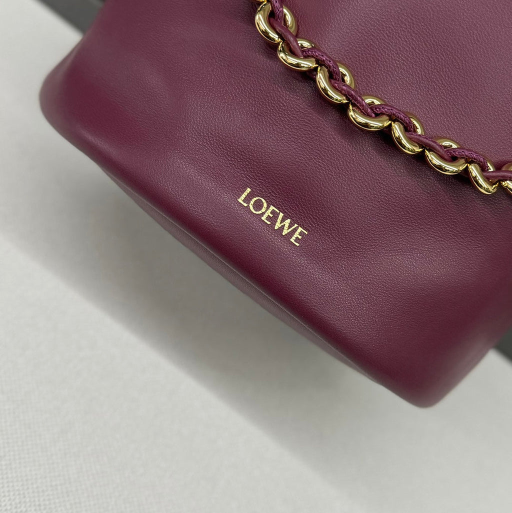 Loewe 32 Flamenco Purse Bucket in Plum Purple Lambskin