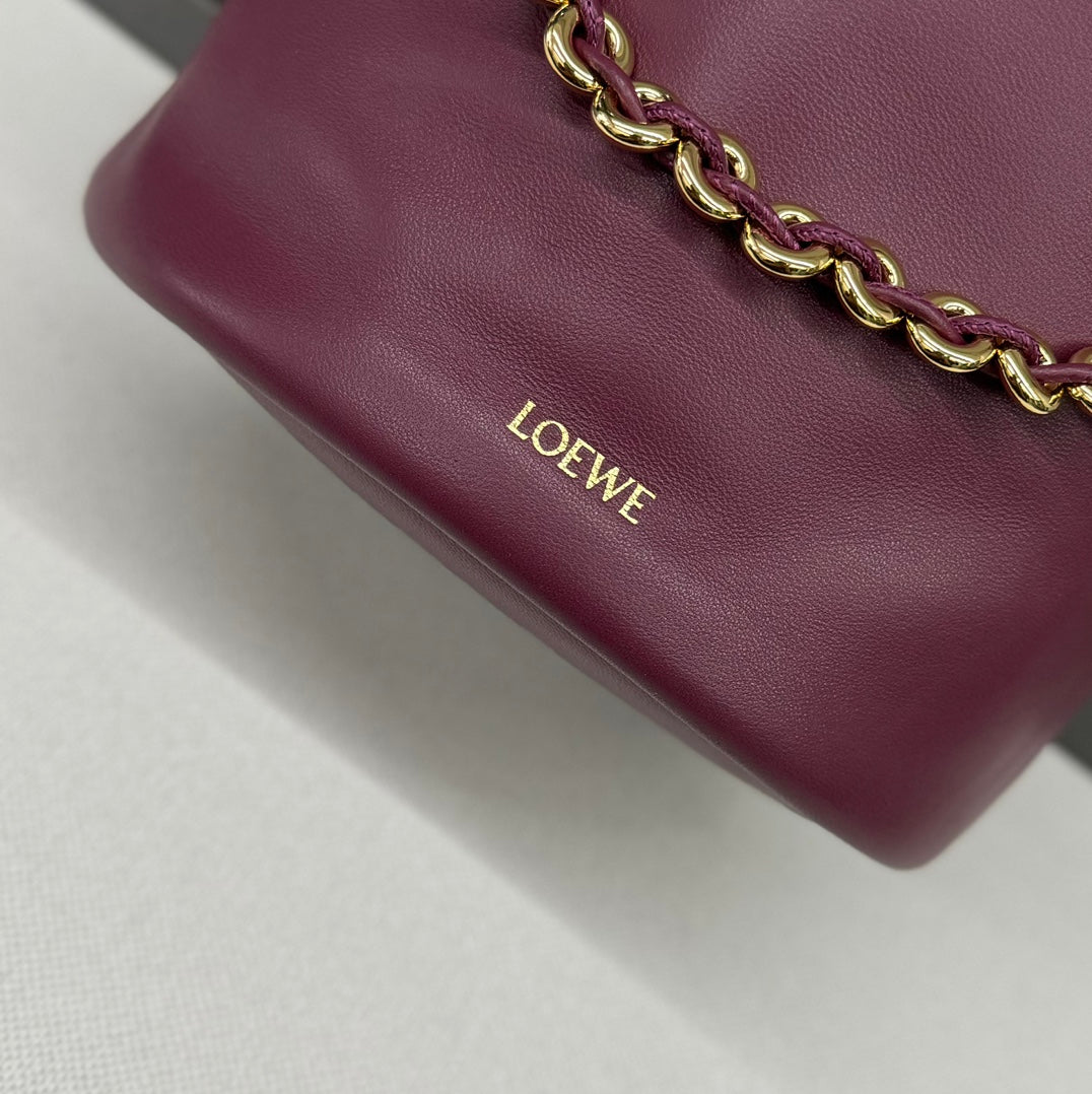 Loewe 32 Flamenco Purse Bucket in Plum Purple Lambskin