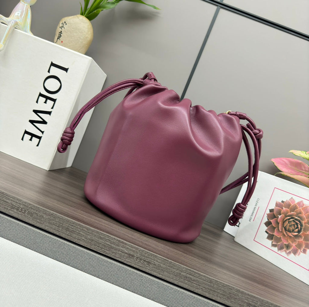 Loewe 32 Flamenco Purse Bucket in Plum Purple Lambskin