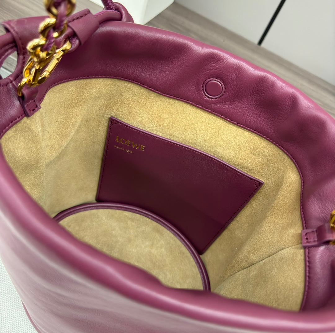Loewe 32 Flamenco Purse Bucket in Plum Purple Lambskin