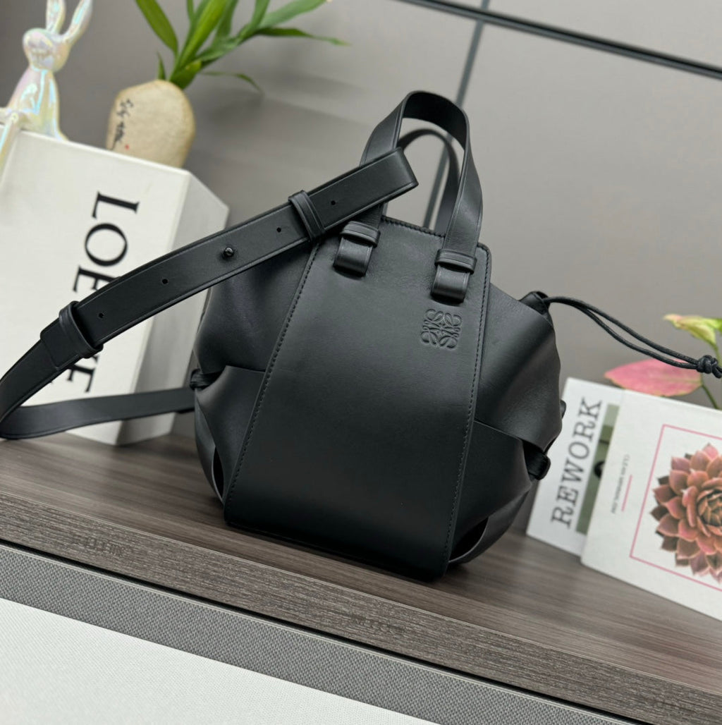 Loewe 27 Hammock Compact Bag in Black Calfskin