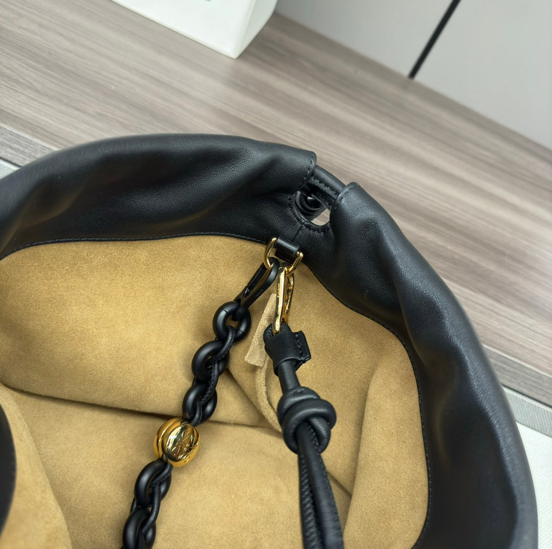 Loewe Large 41 Flamenco Purse Bucket in Black Lambskin