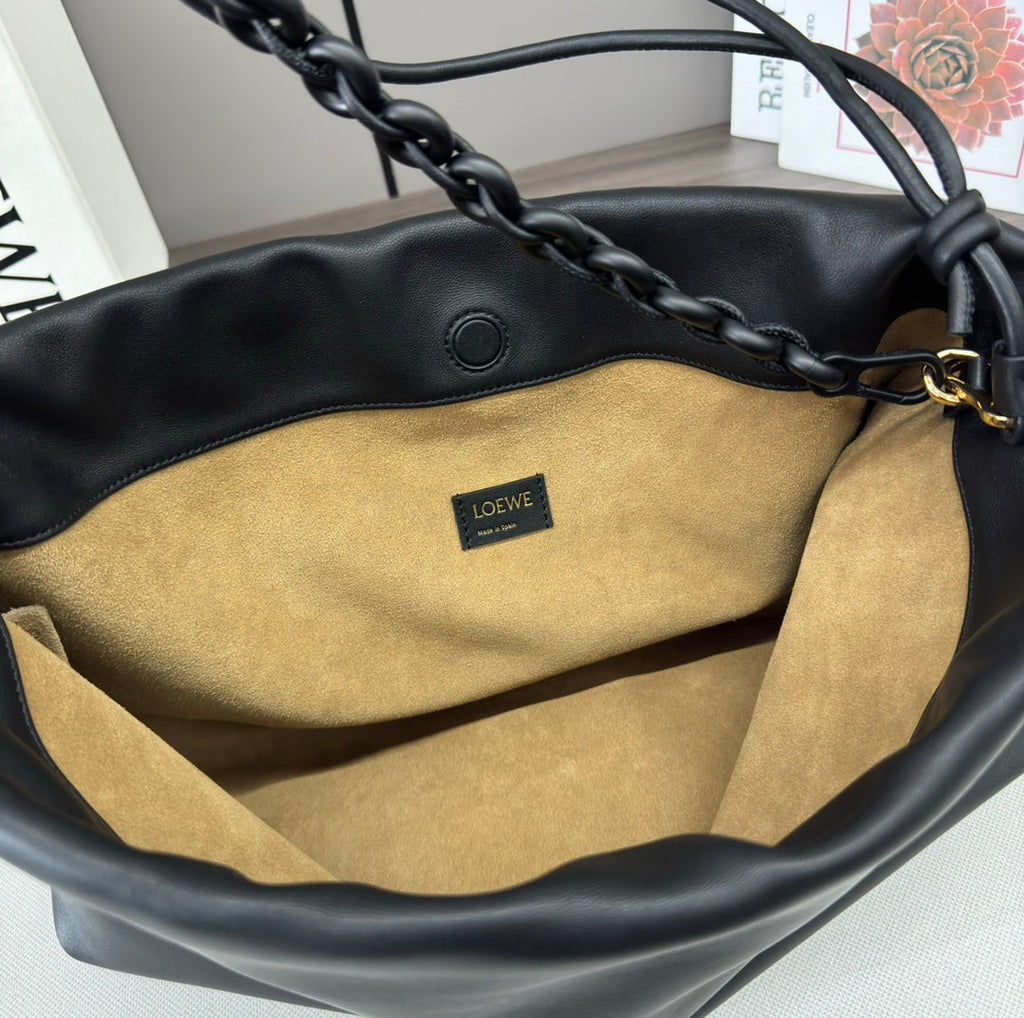 Loewe Large 41 Flamenco Purse Bucket in Black Lambskin