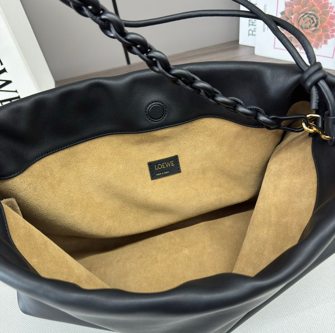 Loewe Large 41 Flamenco Purse Bucket in Black Lambskin