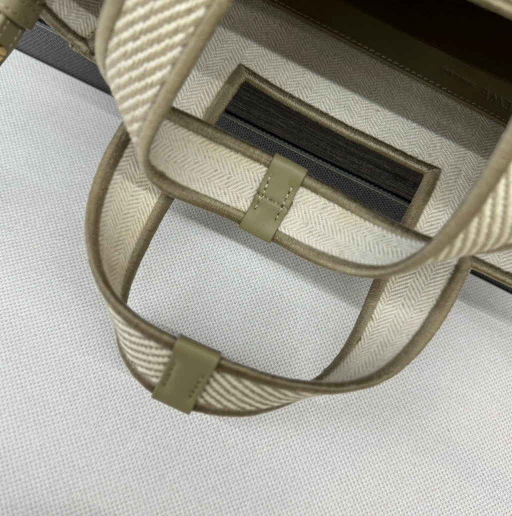 Small 24 Loewe Font Tote in Ecru Jacquard Canvas