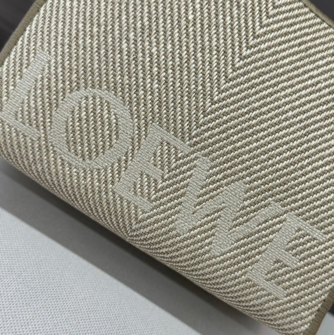 Small 24 Loewe Font Tote in Ecru Jacquard Canvas