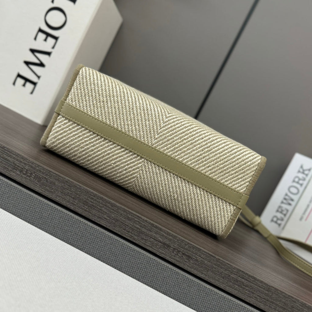 Small 24 Loewe Font Tote in Ecru Jacquard Canvas
