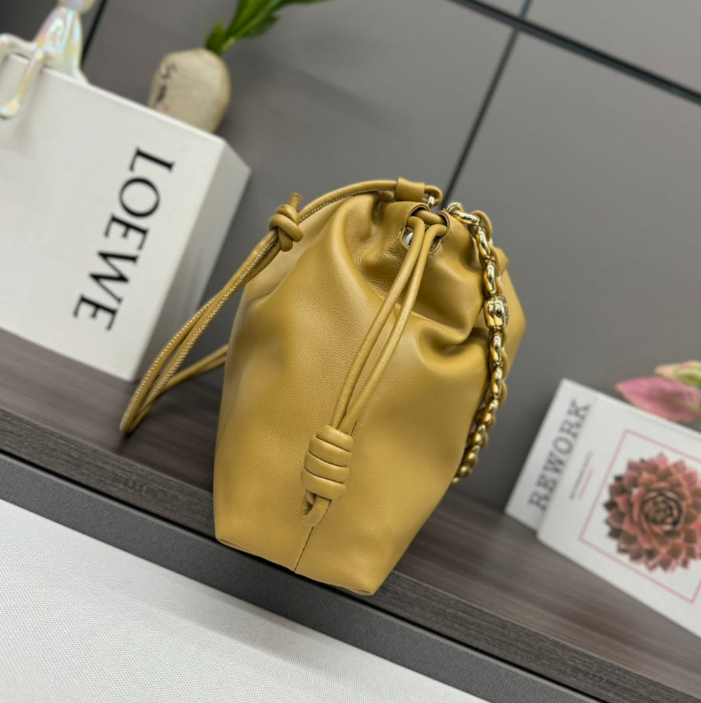 Loewe Large 41 Flamenco Purse Bucket in Dijon Yellow Lambskin Gold Hardware