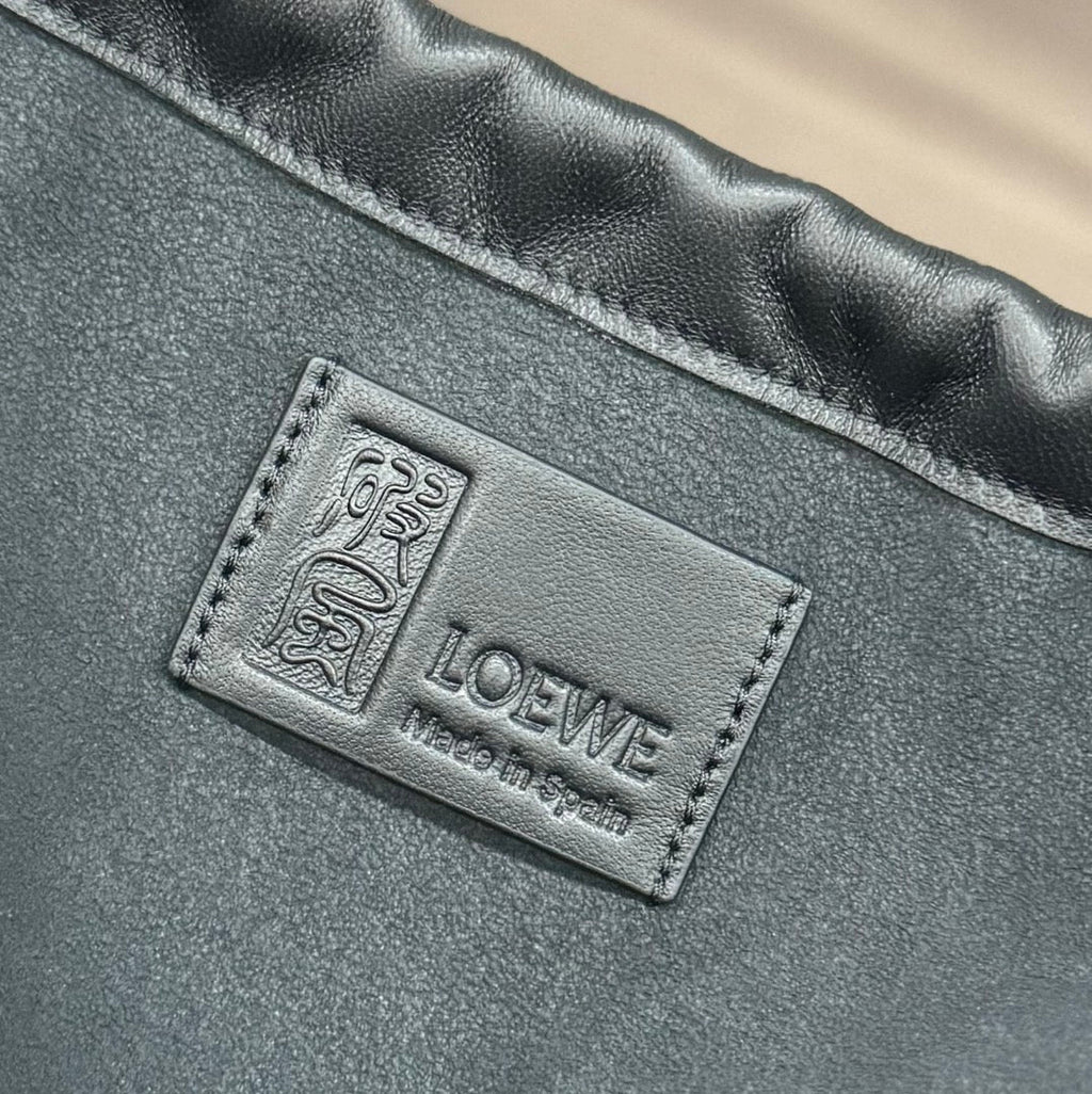 Loewe Interlaced Hobo 38 Bag in Black Calfskin