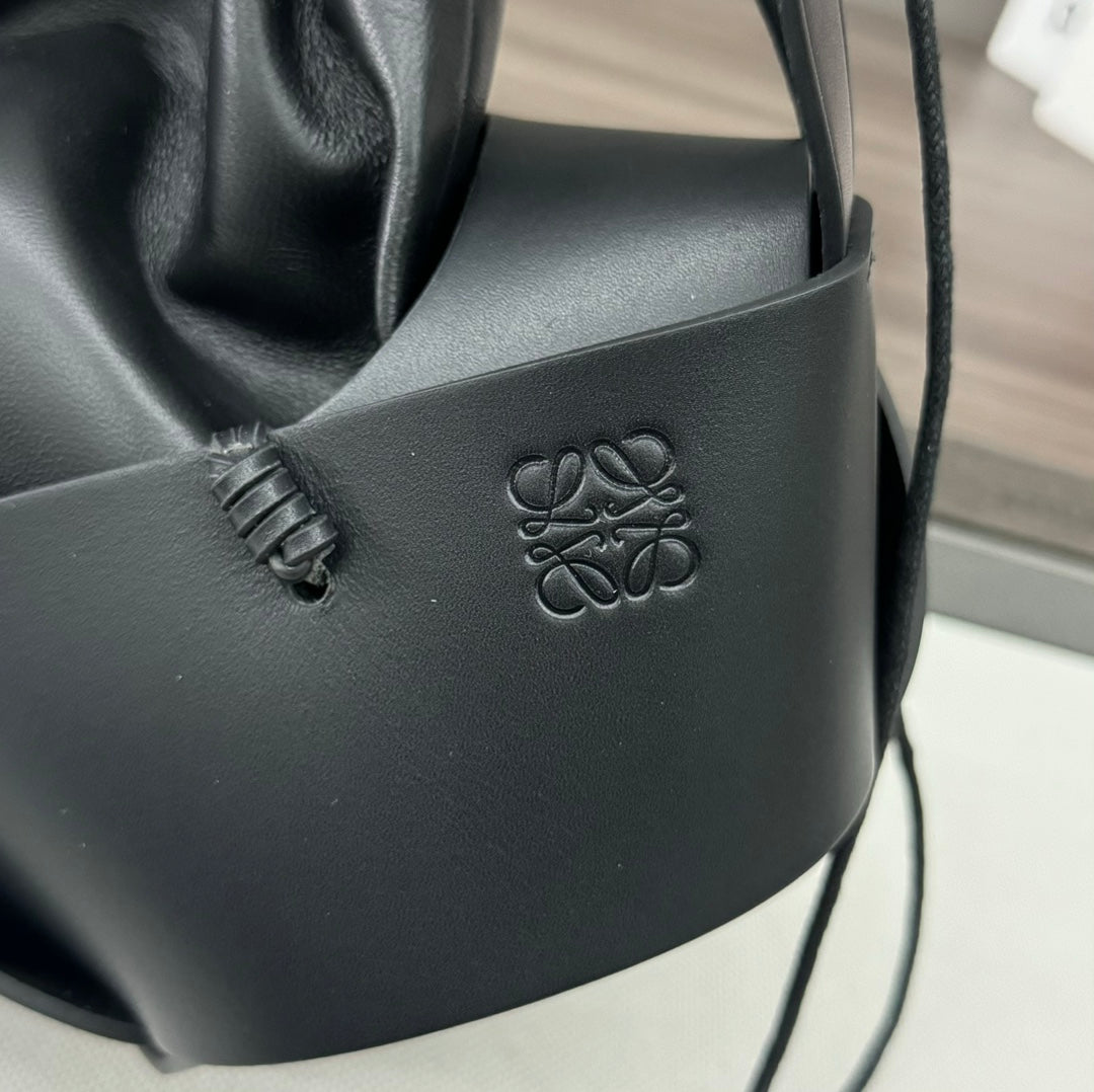 Loewe Interlaced Hobo 38 Bag in Black Calfskin