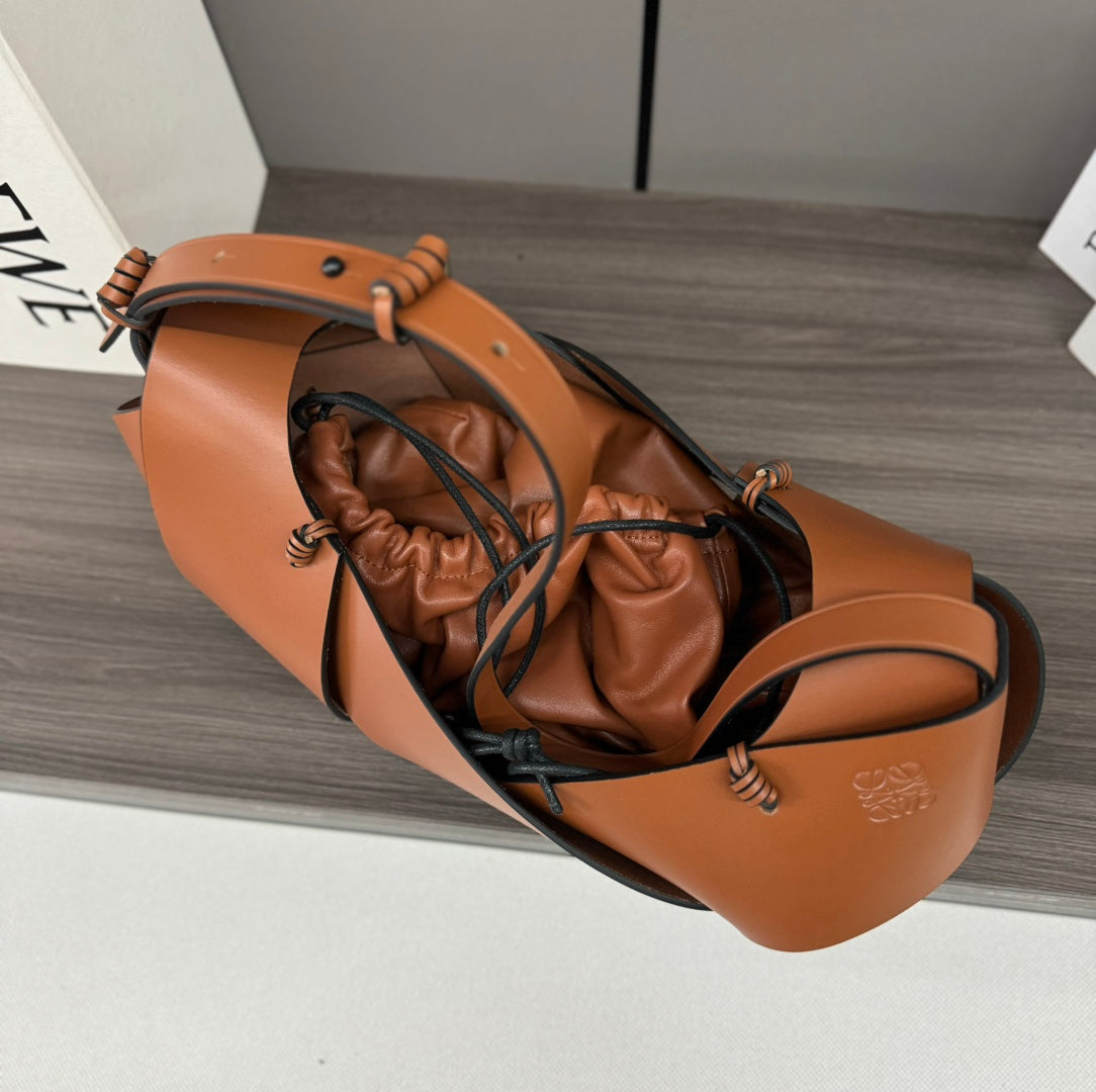 Loewe Interlaced Hobo 38 Bag in Bronze Brown Calfskin