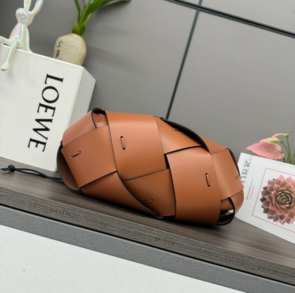 Loewe Interlaced Hobo 38 Bag in Bronze Brown Calfskin