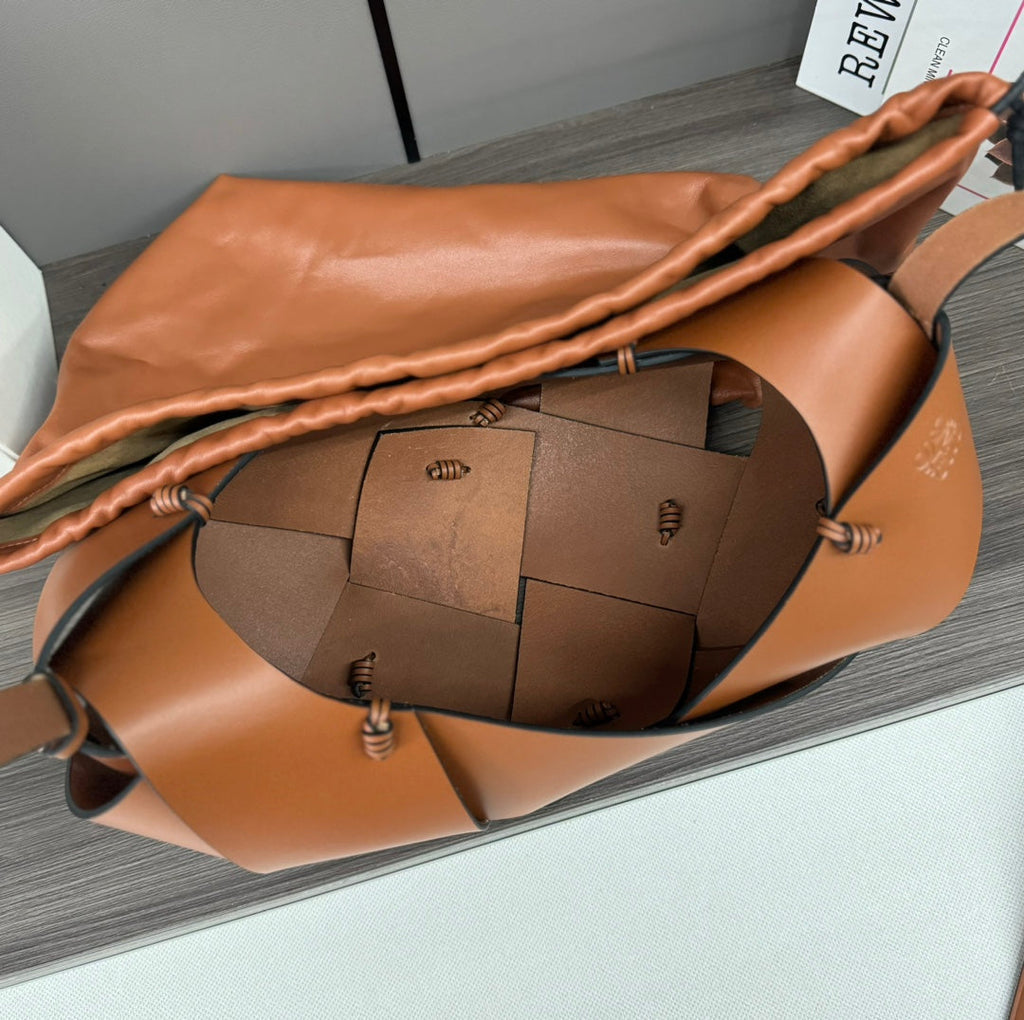 Loewe Interlaced Hobo 38 Bag in Bronze Brown Calfskin