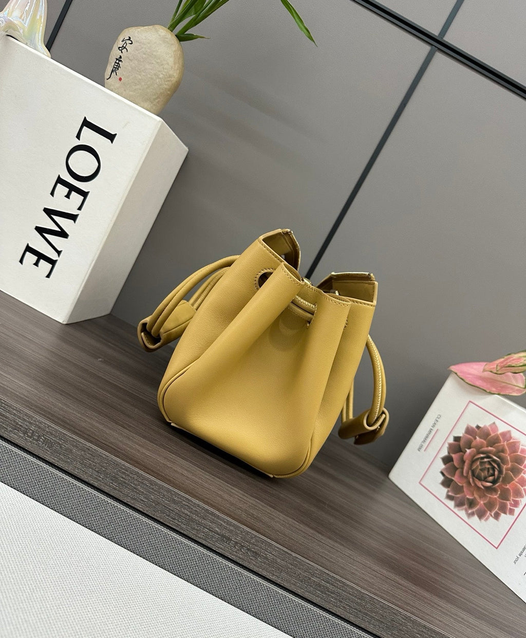 Loewe 25S Medium Madrid Bag 23 in Sand Yellow Calfskin Gold Hardware