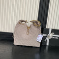 Chanel Medium Handbag 40 in Beige Suede Gold Hardware