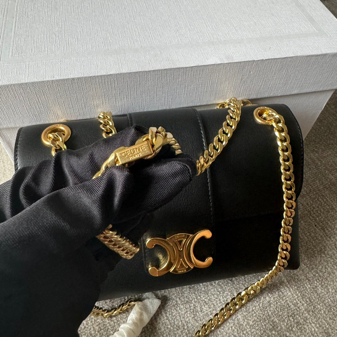 Celine Medium Victoire Bag 23 in Black Calfskin