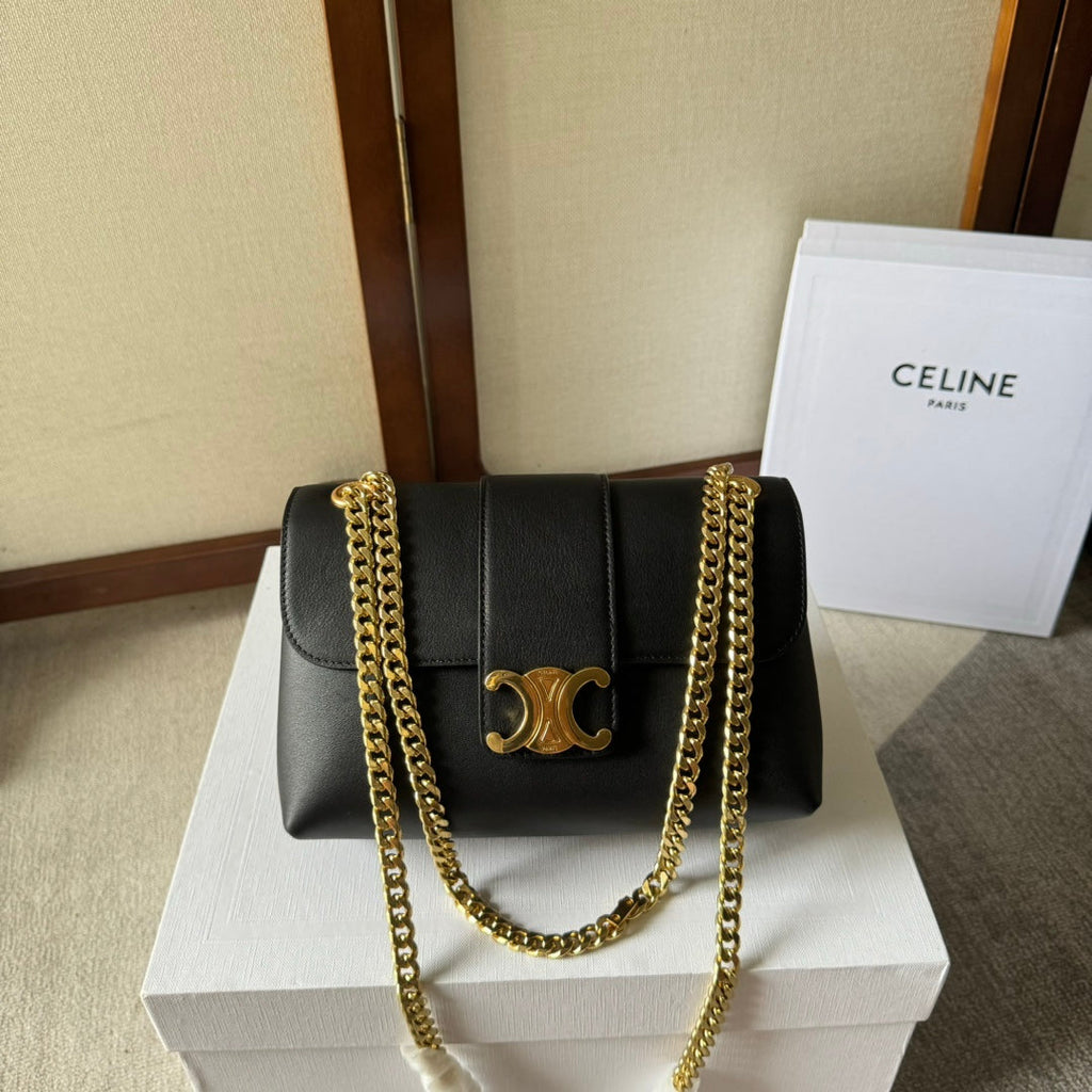 Celine Medium Victoire Bag 23 in Black Calfskin