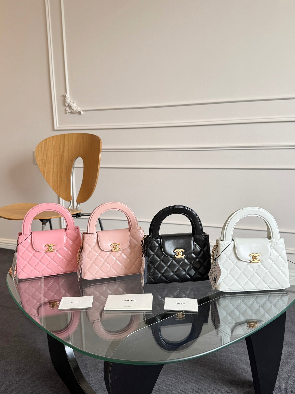 Chanel Kelly Shopping Bag 19 in Light Pink Calfskin Gold Hardware