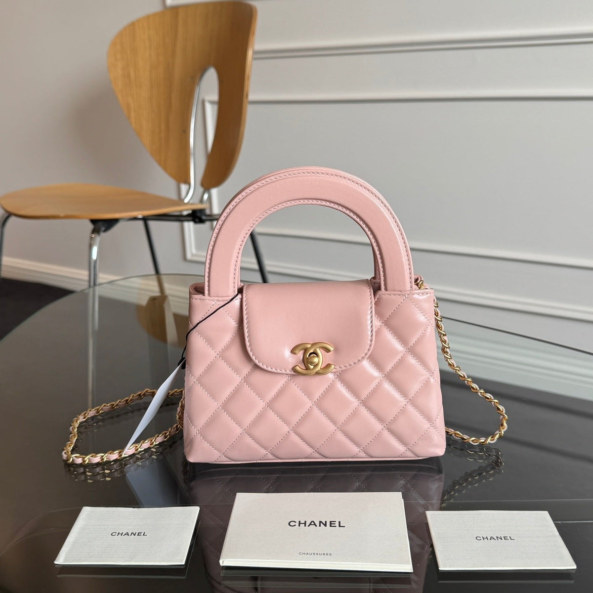 Chanel Kelly Shopping Bag 19 in Light Pink Calfskin Gold Hardware