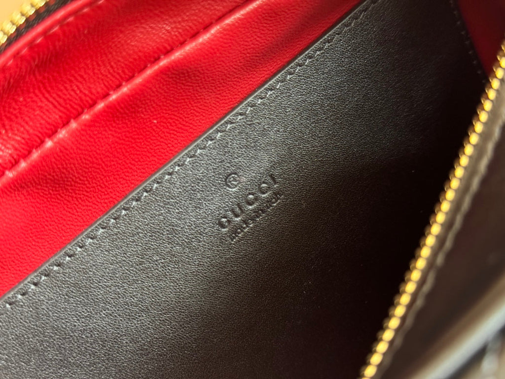 Gucci Marmont Small Shoulder Bag 24 in Black Calfskin Gold Hardware