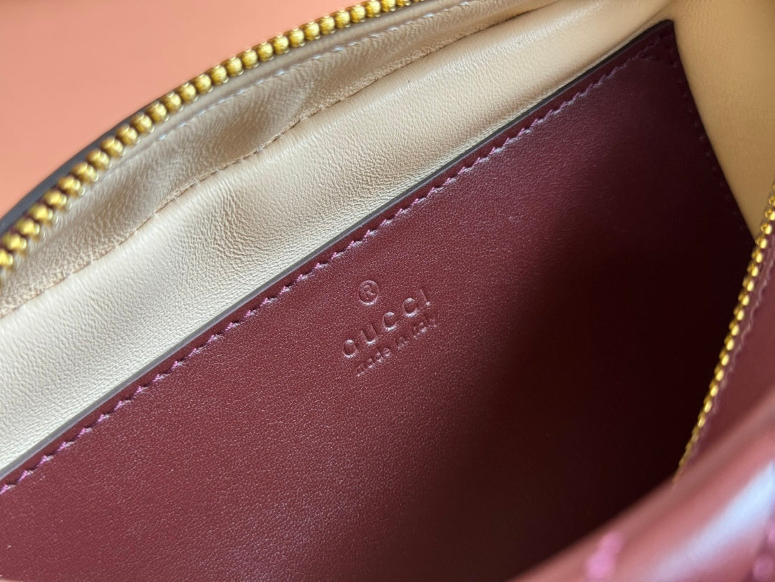 Gucci Marmont Small Shoulder Bag 24 in Wine Red Calfskin Gold Hardware