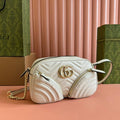 Gucci Marmont Small Shoulder Bag 24 in White Calfskin Gold Hardware