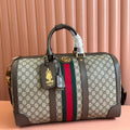 Gucci Savoy Medium Duffle Bag 44 in Beige and Ebony Supreme Canvas