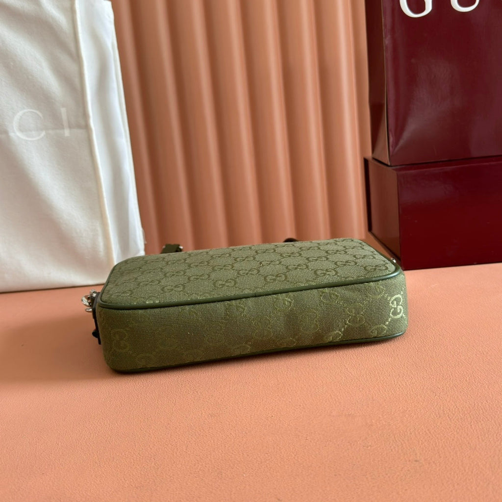 Gucci Small Crossbody Bag 23.5 in Forest Green Canvas