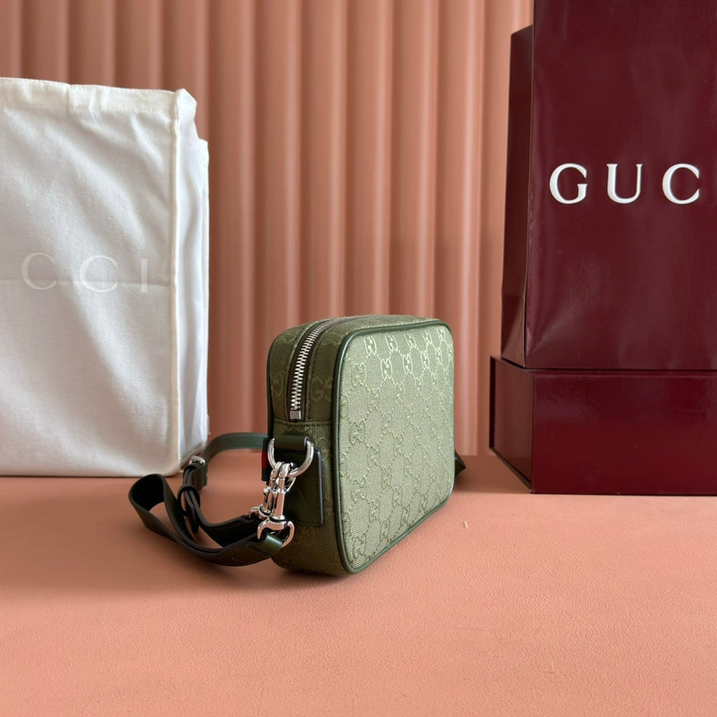 Gucci Small Crossbody Bag 23.5 in Forest Green Canvas