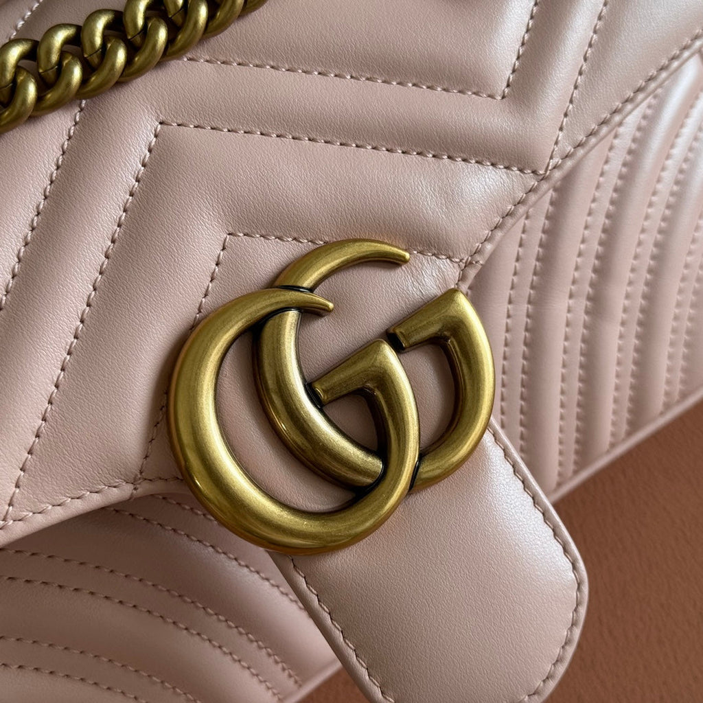 Gucci Medium Marmont Matelassé 26 in Light Pink Calfskin Bag
