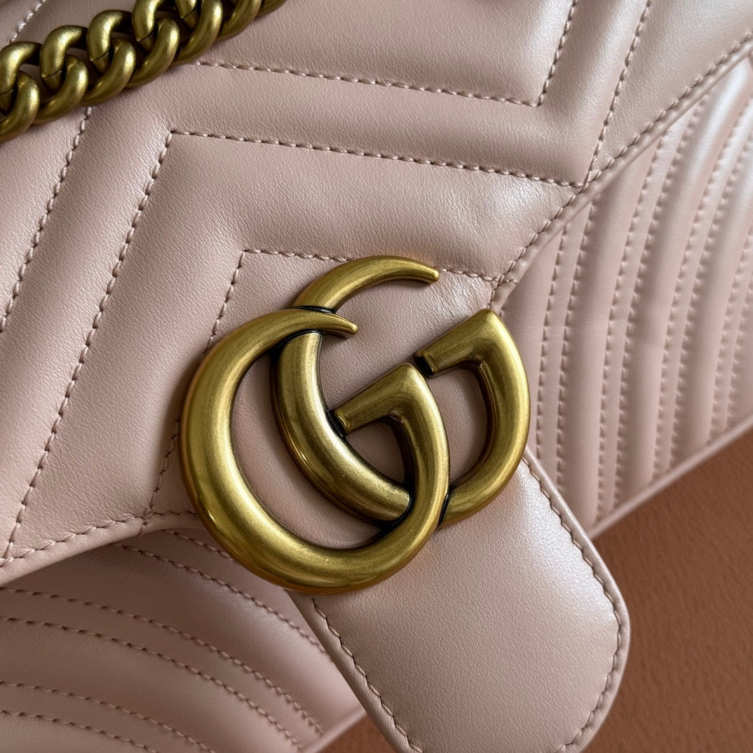 Gucci Medium Marmont Matelassé 26 in Light Pink Calfskin Bag