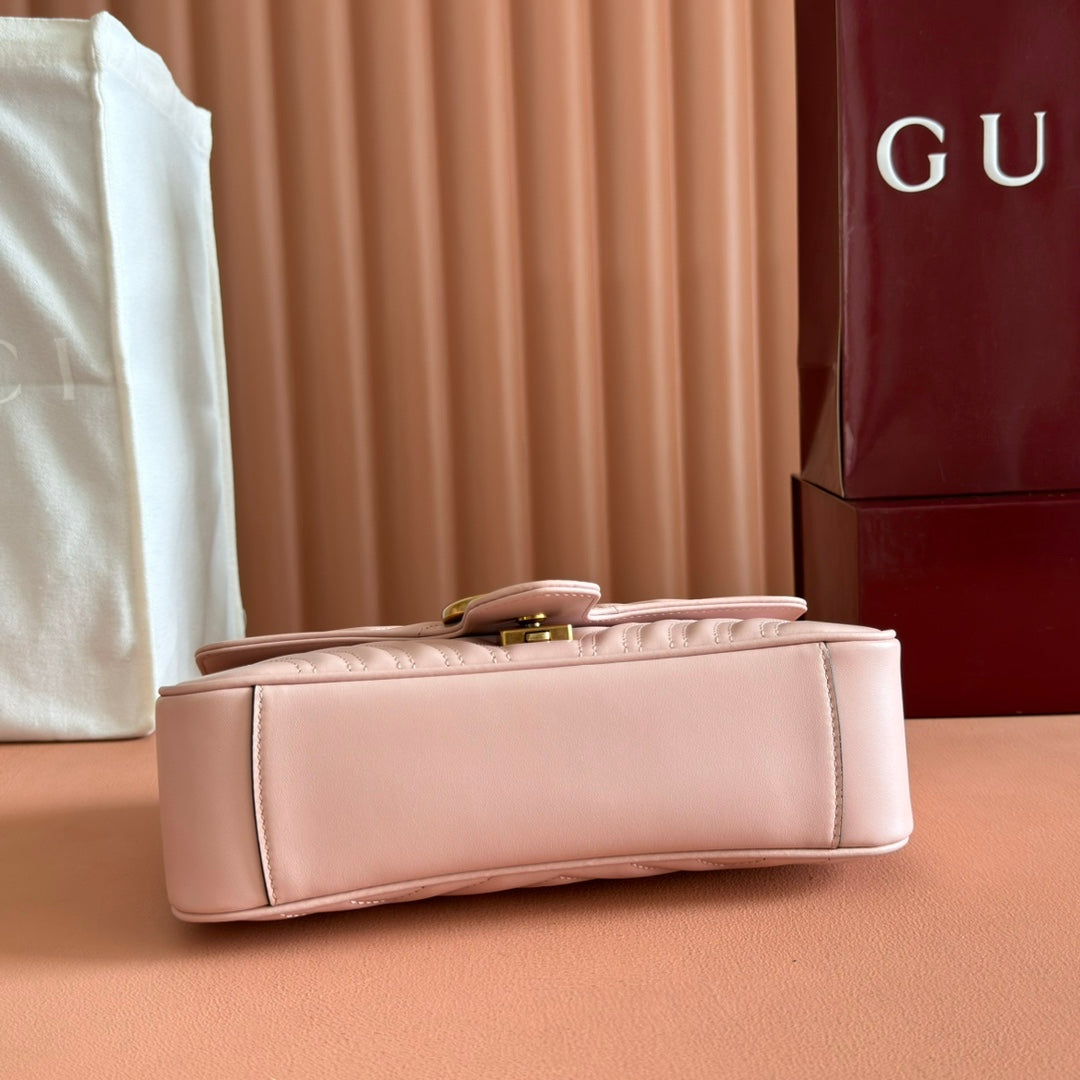 Gucci Medium Marmont Matelassé 26 in Light Pink Calfskin Bag