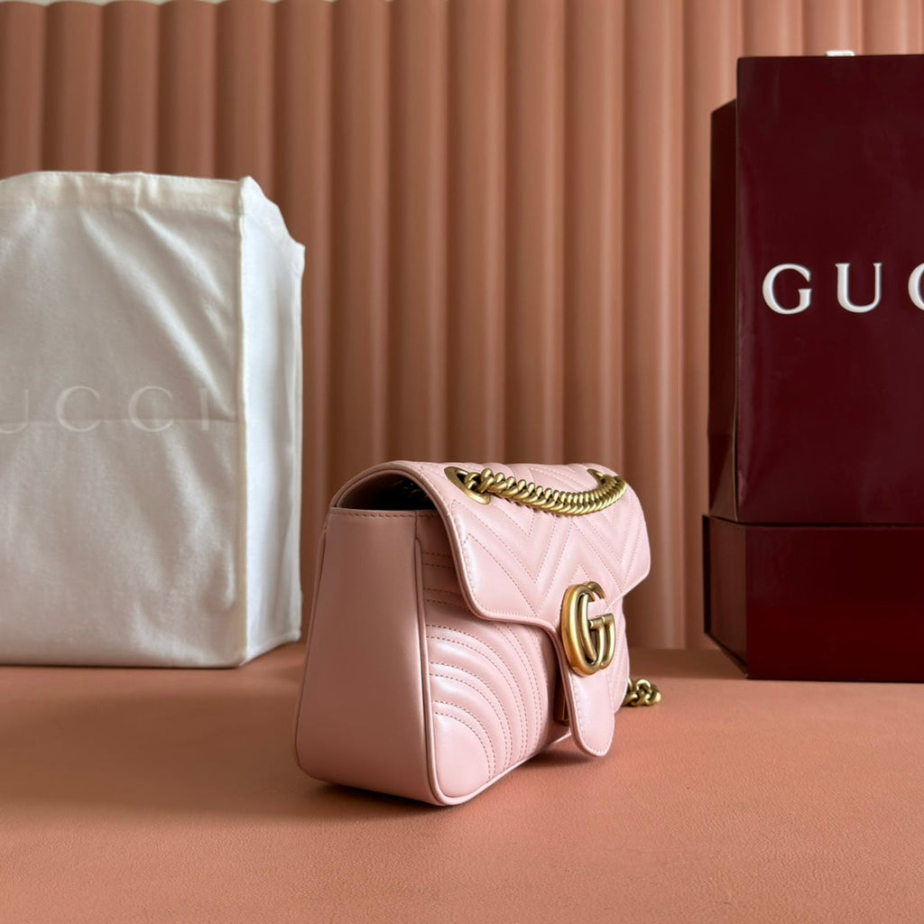 Gucci Medium Marmont Matelassé 26 in Light Pink Calfskin Bag