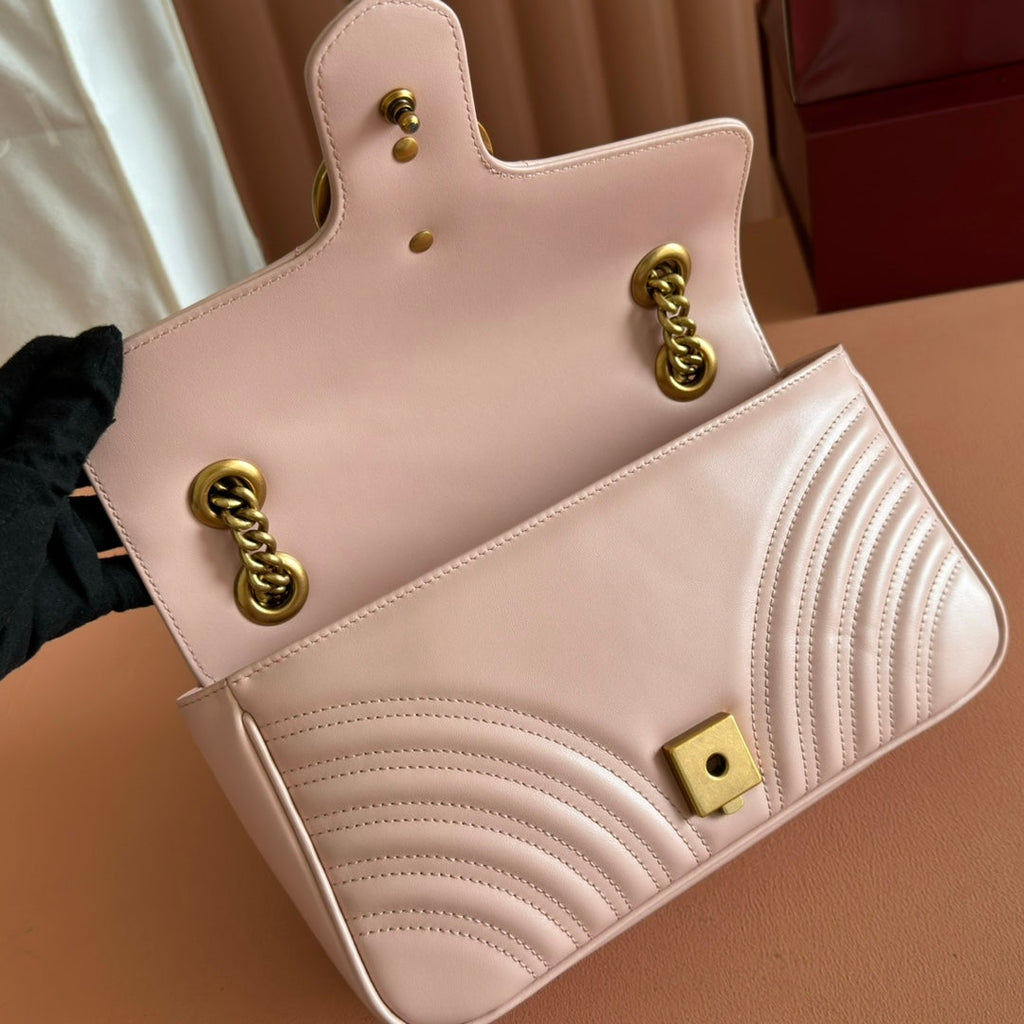 Gucci Medium Marmont Matelassé 26 in Light Pink Calfskin Bag