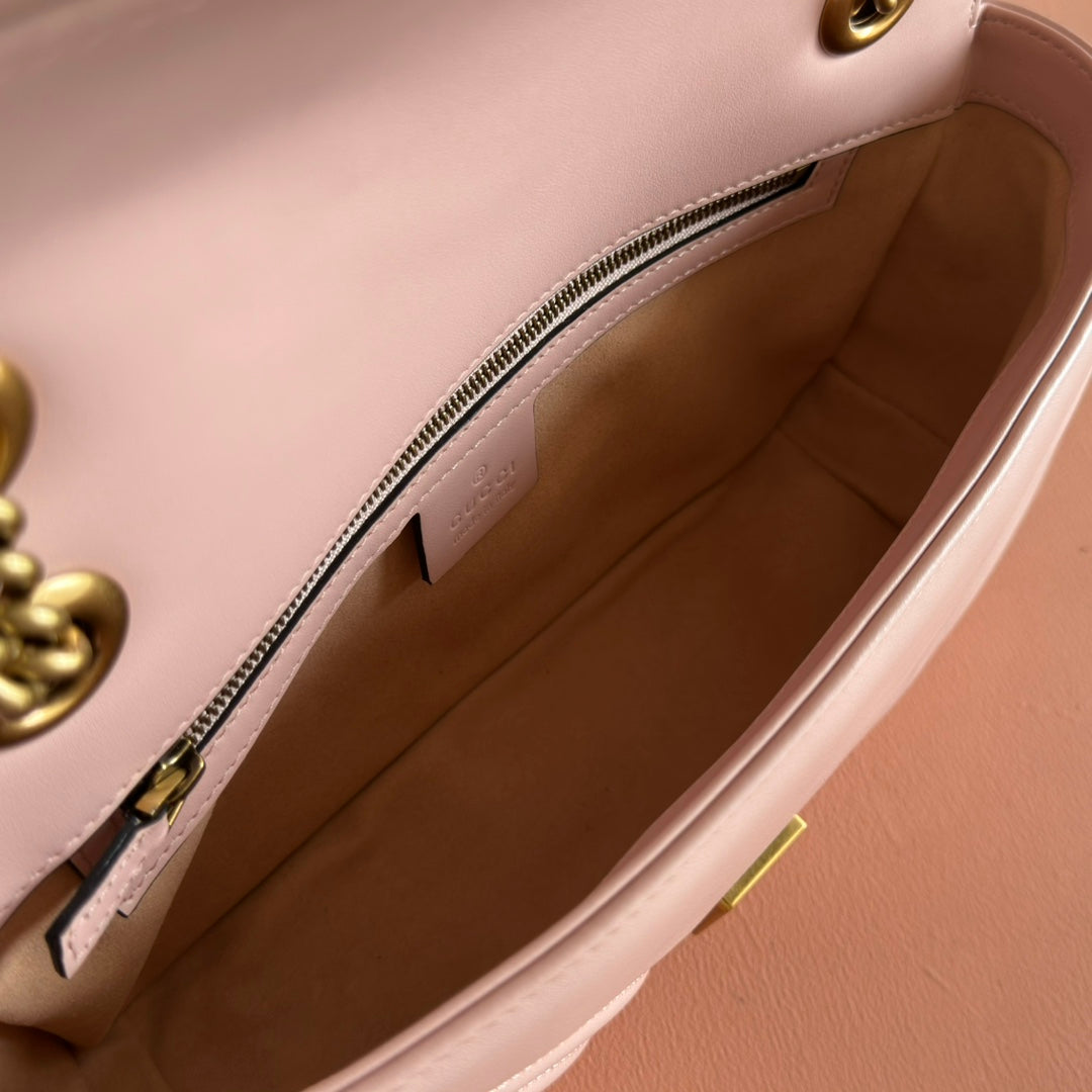 Gucci Medium Marmont Matelassé 26 in Light Pink Calfskin Bag