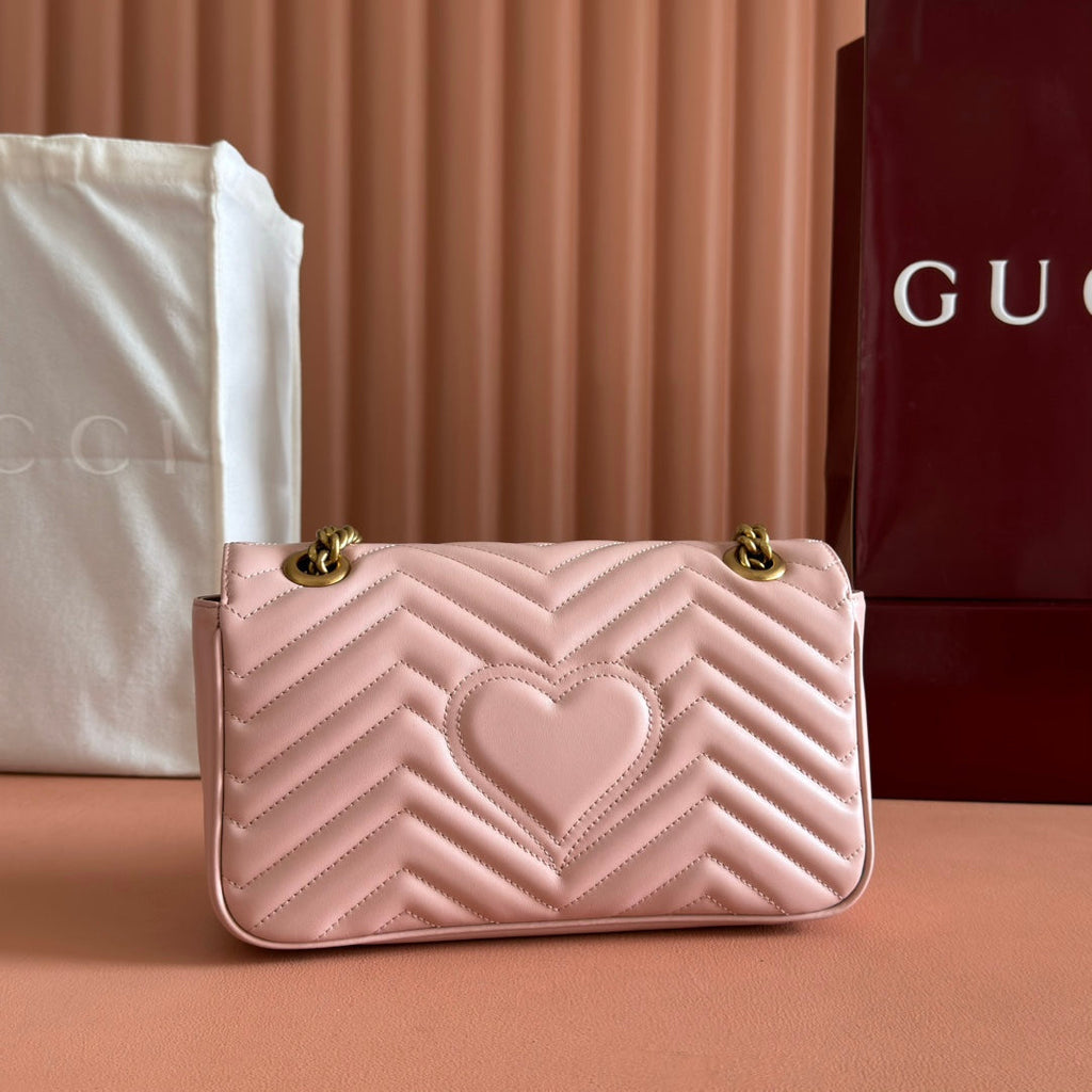 Gucci Medium Marmont Matelassé 26 in Light Pink Calfskin Bag