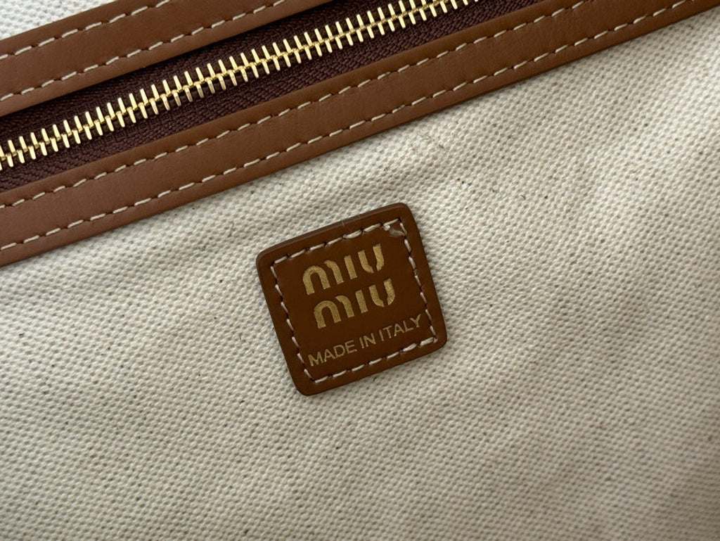 Medium Backpack 29.5 in Grey Canvas Brown Calfskin