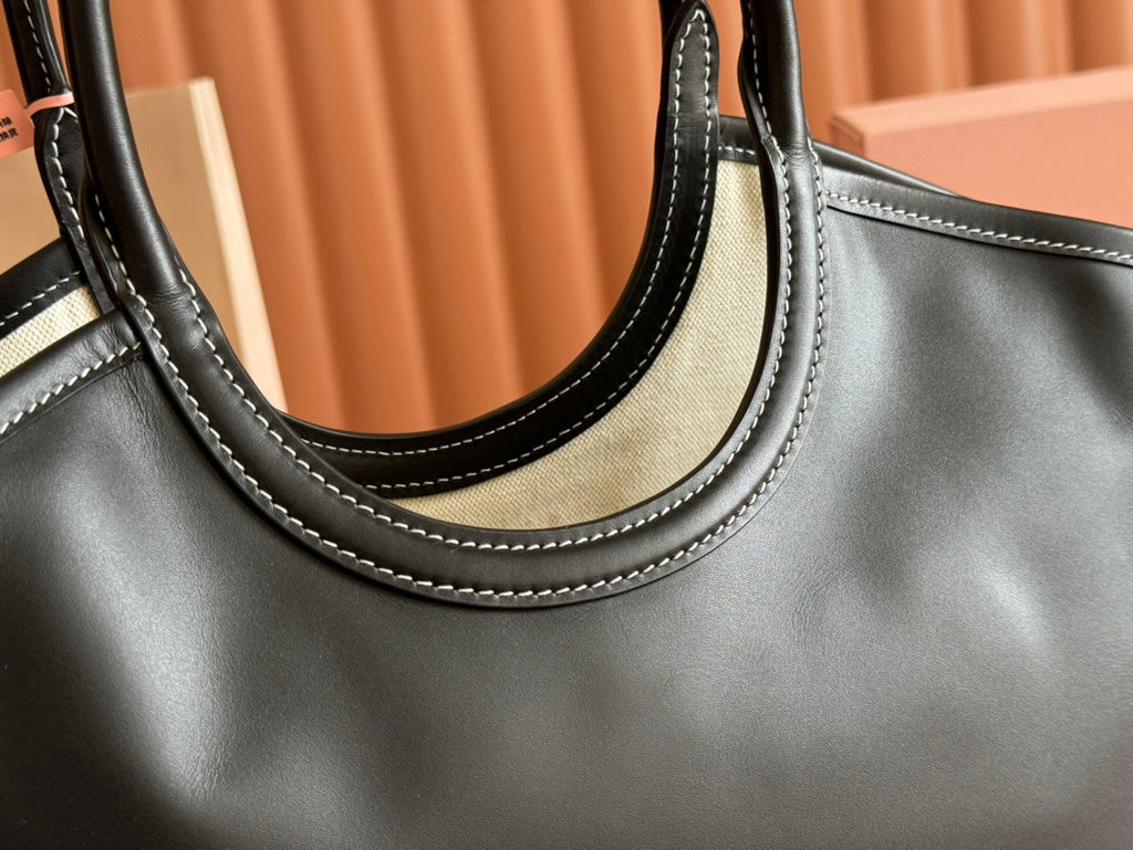 Large Hobo 28 Tote in Black Calfskin