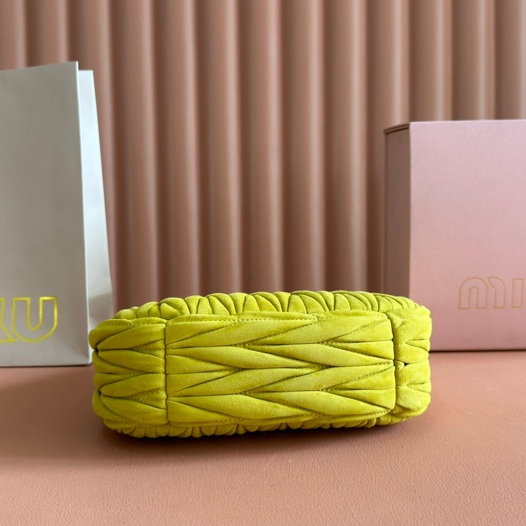 Miu Miu Suede Handbag 23 Chartreuse Yellow