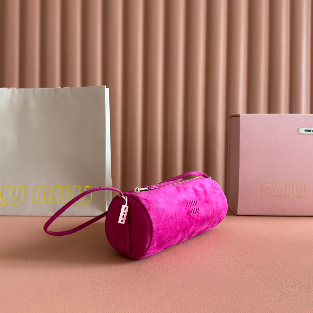 Suede Bag 22 Fuchsia Gold Hardware