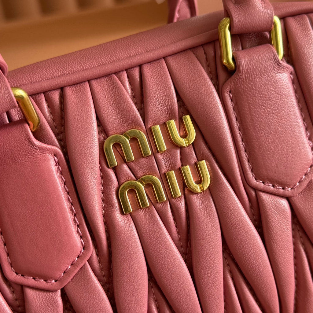 Miu Miu 26S Arcadie Matelasse Bag 19 in Dusty Rose Pink Calfskin Gold Hardware