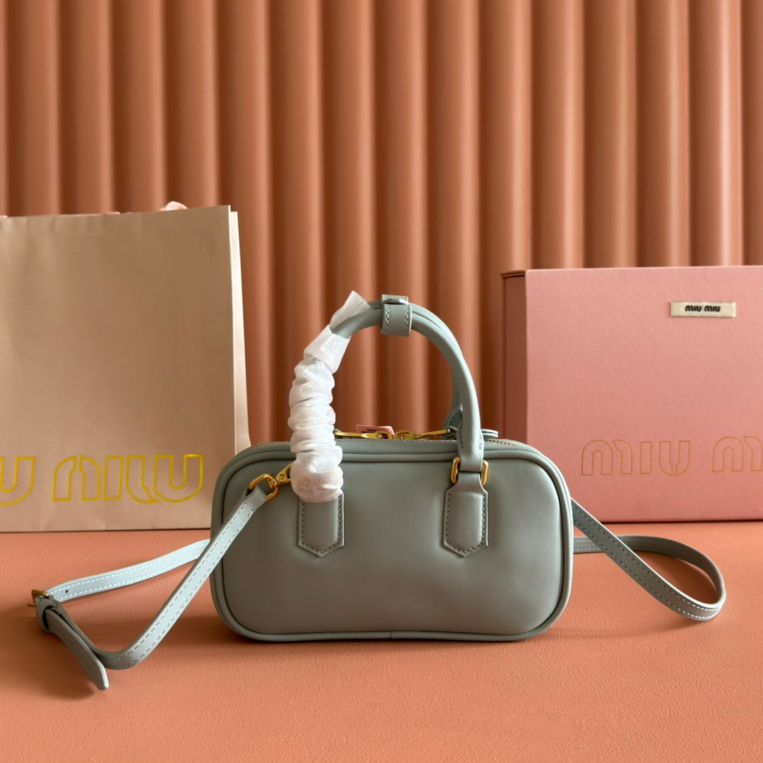 Miu Miu 26S Arcadie Bag 19 in Sage Gray Calfskin Gold Hardware