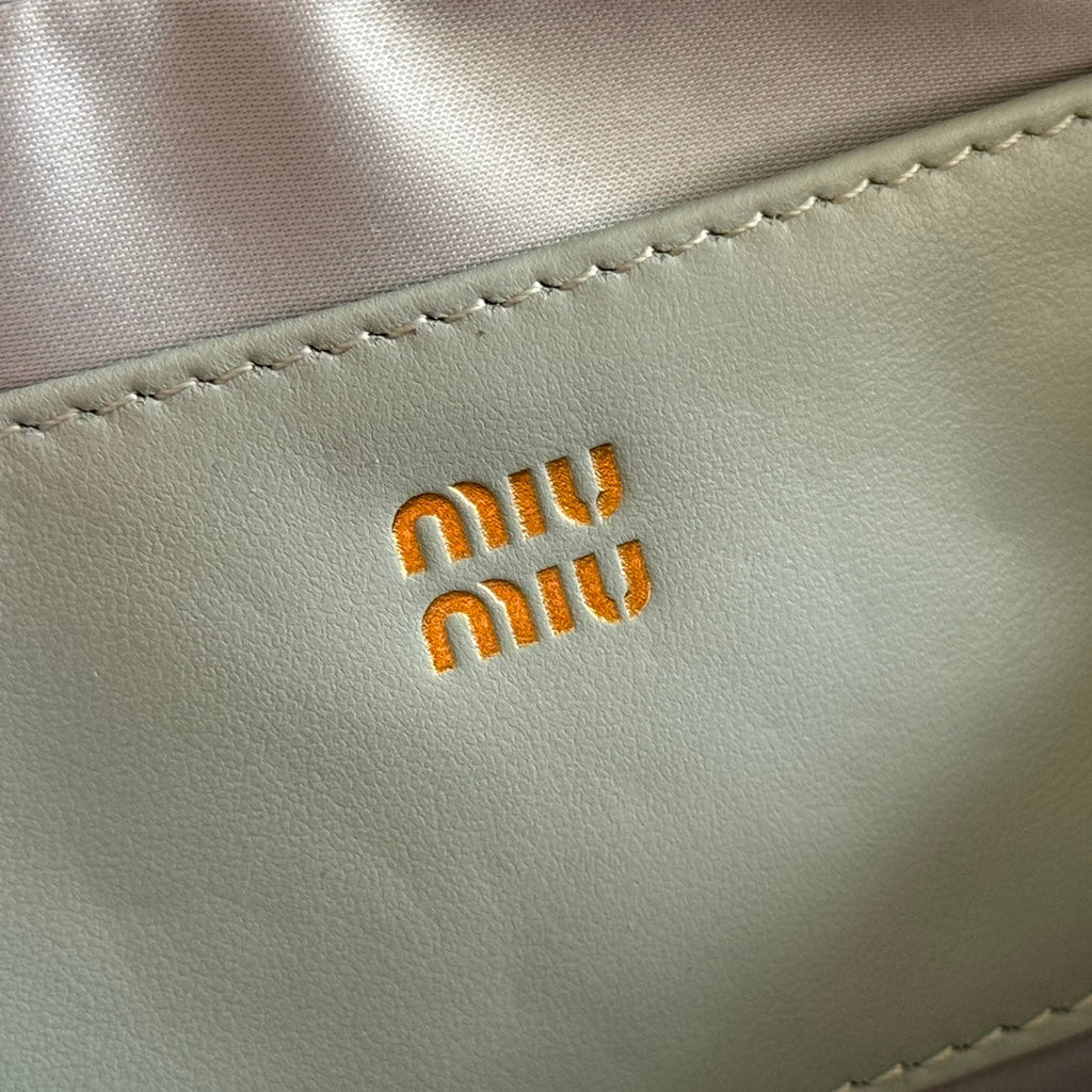 Miu Miu 26S Arcadie Bag 19 in Sage Gray Calfskin Gold Hardware