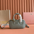 Miu Miu 26S Arcadie Bag 19 in Sage Gray Calfskin Gold Hardware