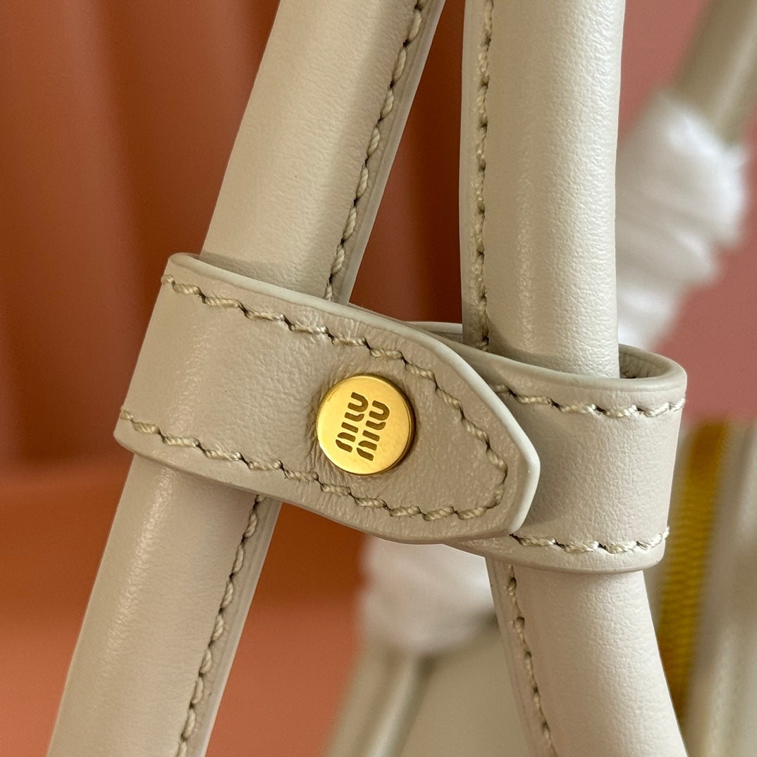 Miu Miu 26S Beau Top Handle Bag 29 in White Calfskin Gold Hardware