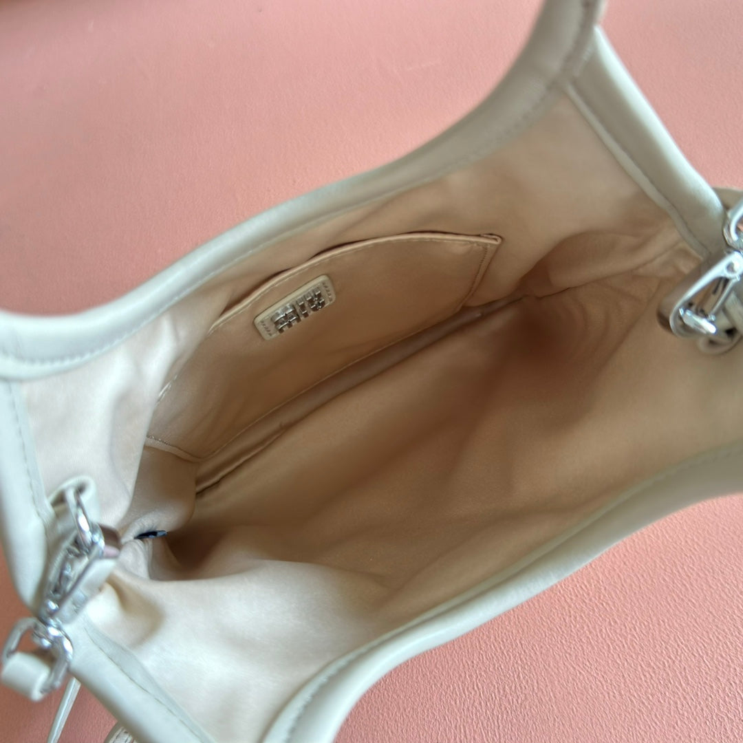 Miu Miu 26S Crystal Tote 24 Bag in Dark Beige Calfskin