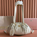 Miu Miu 26S Joie Hand Bag 32 in White Shiny Lambskin Gold Hardware