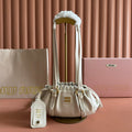 Miu Miu 26S Joie Hand Bag 22 in White Shiny Lambskin Gold Hardware