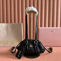 Miu Miu 26S Joie Hand Bag 22 in Black Shiny Lambskin Gold Hardware