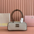 Miu Miu 25S Beau Canvas Bag 28 in Beige Canvas and Brown Calfskin